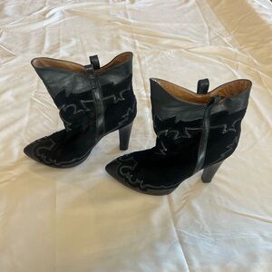 Zara Black Western Heeled Boots